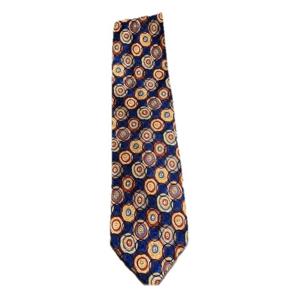 Zegna Mens Silk Tie Blue & Gold
